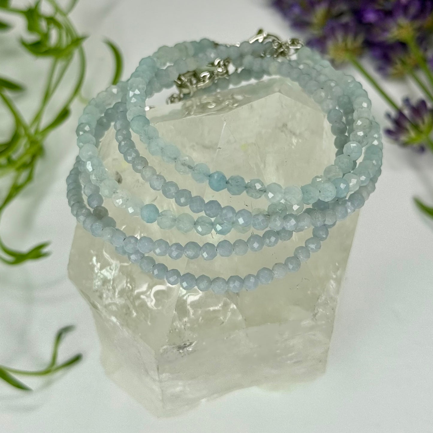 Aquamarine // 3mm // Faceted // Adjustable Bracelets