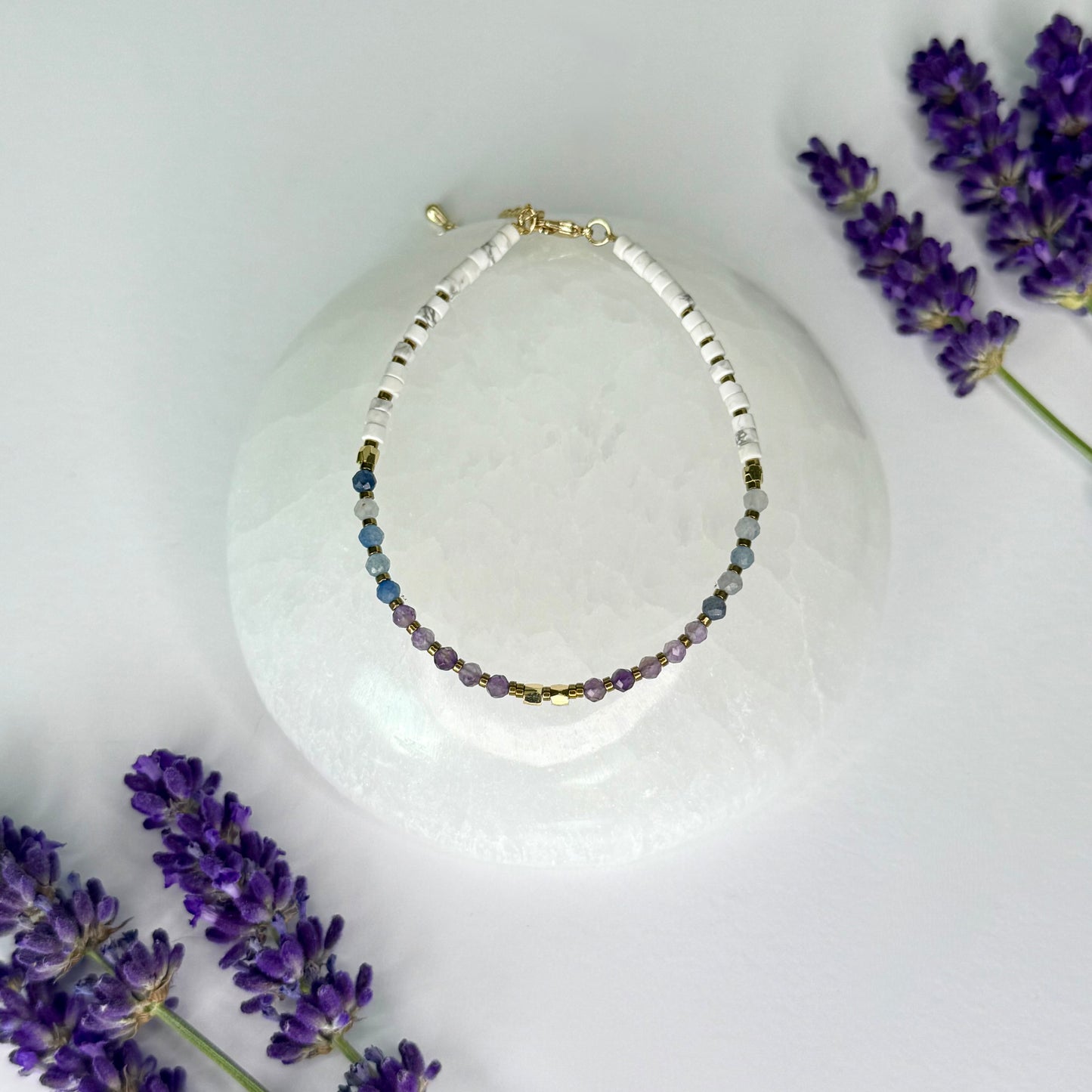 Amethyst // Blue Aventurine // Howlite // 3mm // Faceted // Adjustable Bracelet