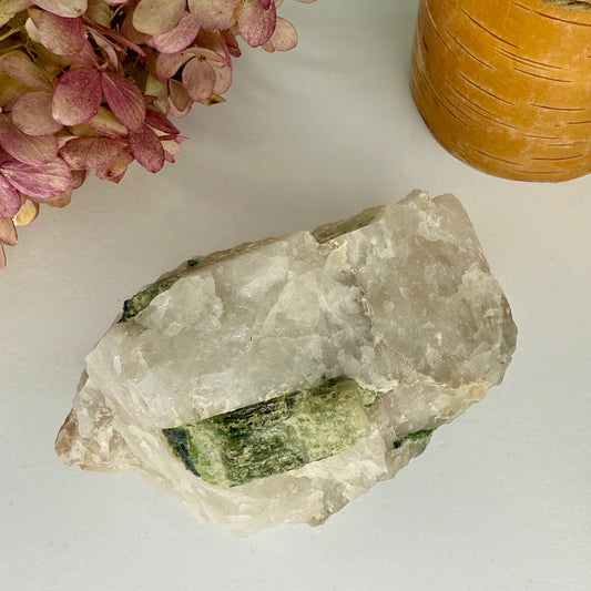 Tourmaline // Green // In Quartz // Natural
