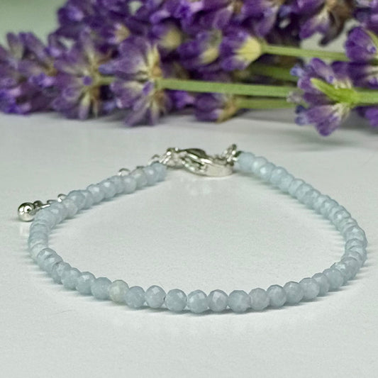 Angelite // 3mm // Faceted // Adjustable Bracelet