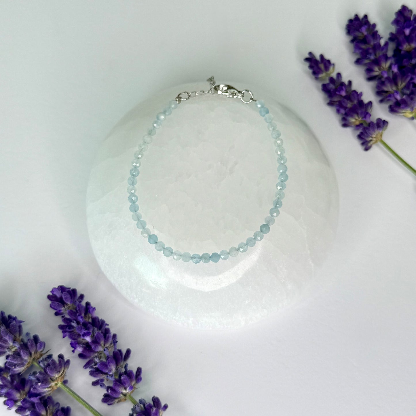 Aquamarine // 3mm // Faceted // Adjustable Bracelets