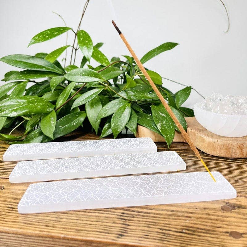 Selenite Incense Burner // Flower of Life