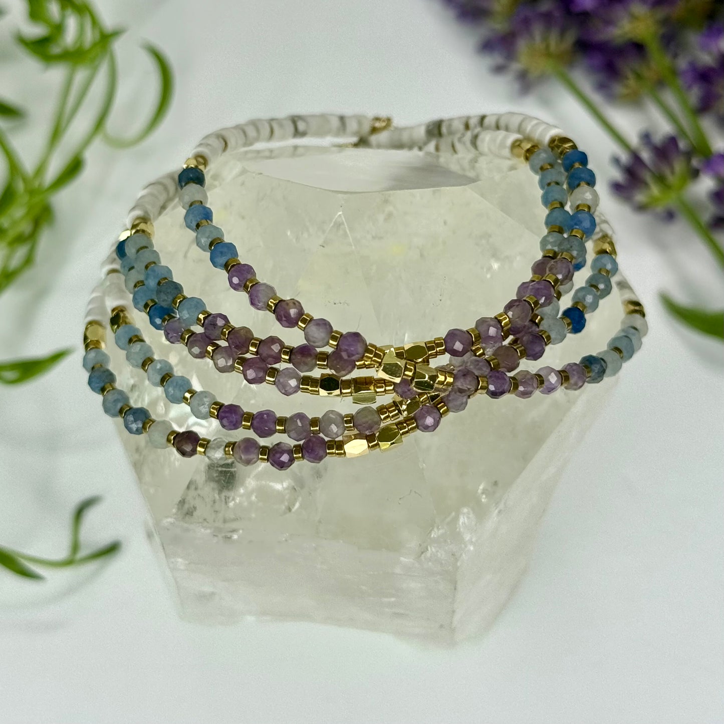 Amethyst // Blue Aventurine // Howlite // 3mm // Faceted // Adjustable Bracelet