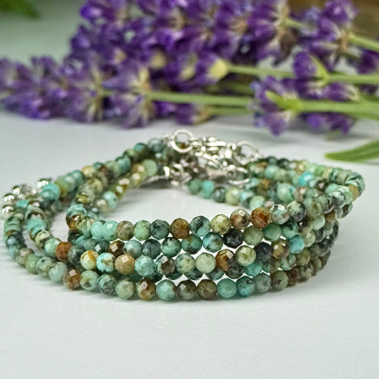African Turquoise // 3mm // Faceted // Adjustable Bracelet