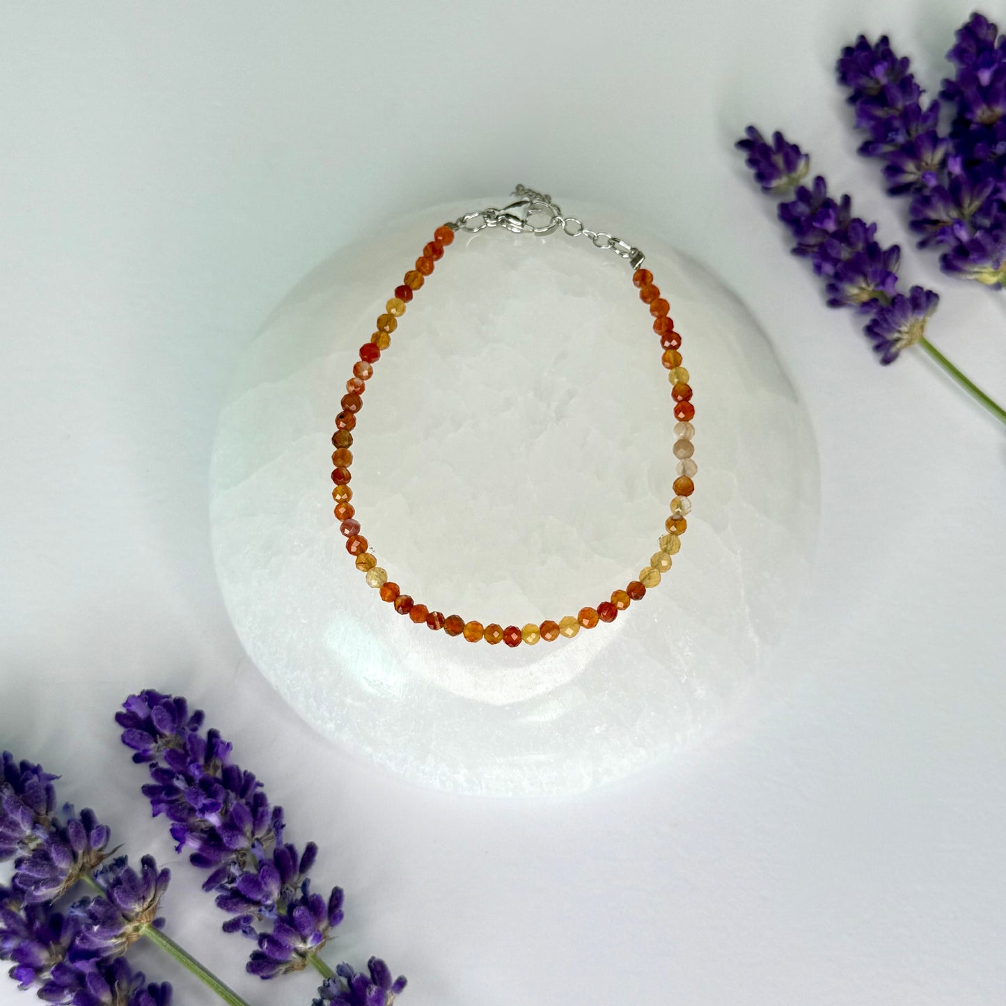 Banded Carnelian // 3mm // Faceted // Adjustable Bracelet