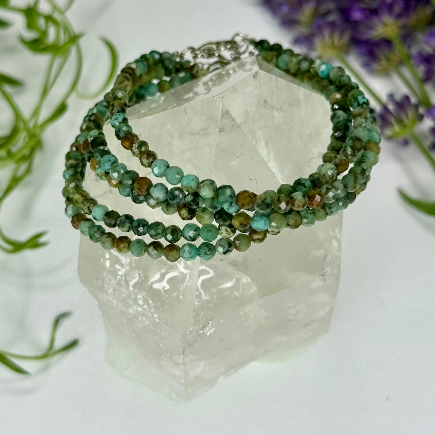 Africa Turquoise // 3mm // Faceted // Adjustable Bracelet