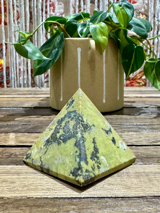 Serpentine w/ Pyrite // Pyramid - SolRising The Rock Shop
