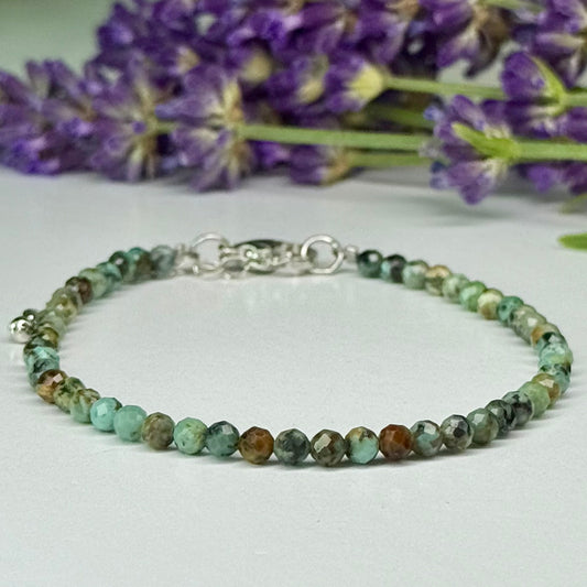 African Turquoise // 3mm // Faceted // Adjustable Bracelet