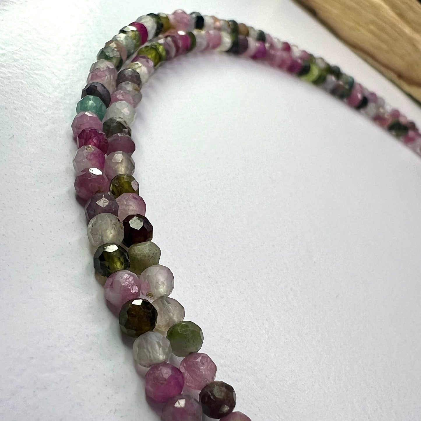 Tourmaline // Watermelon // 3mm// Adjustable Necklace // 17”