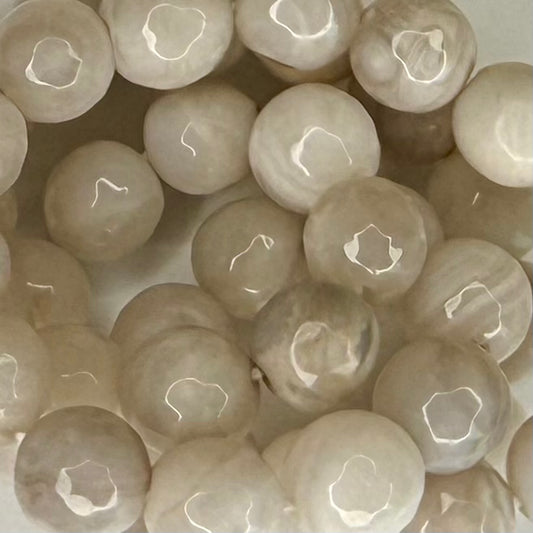 White Lace Agate // Petite // 8mm // Faceted