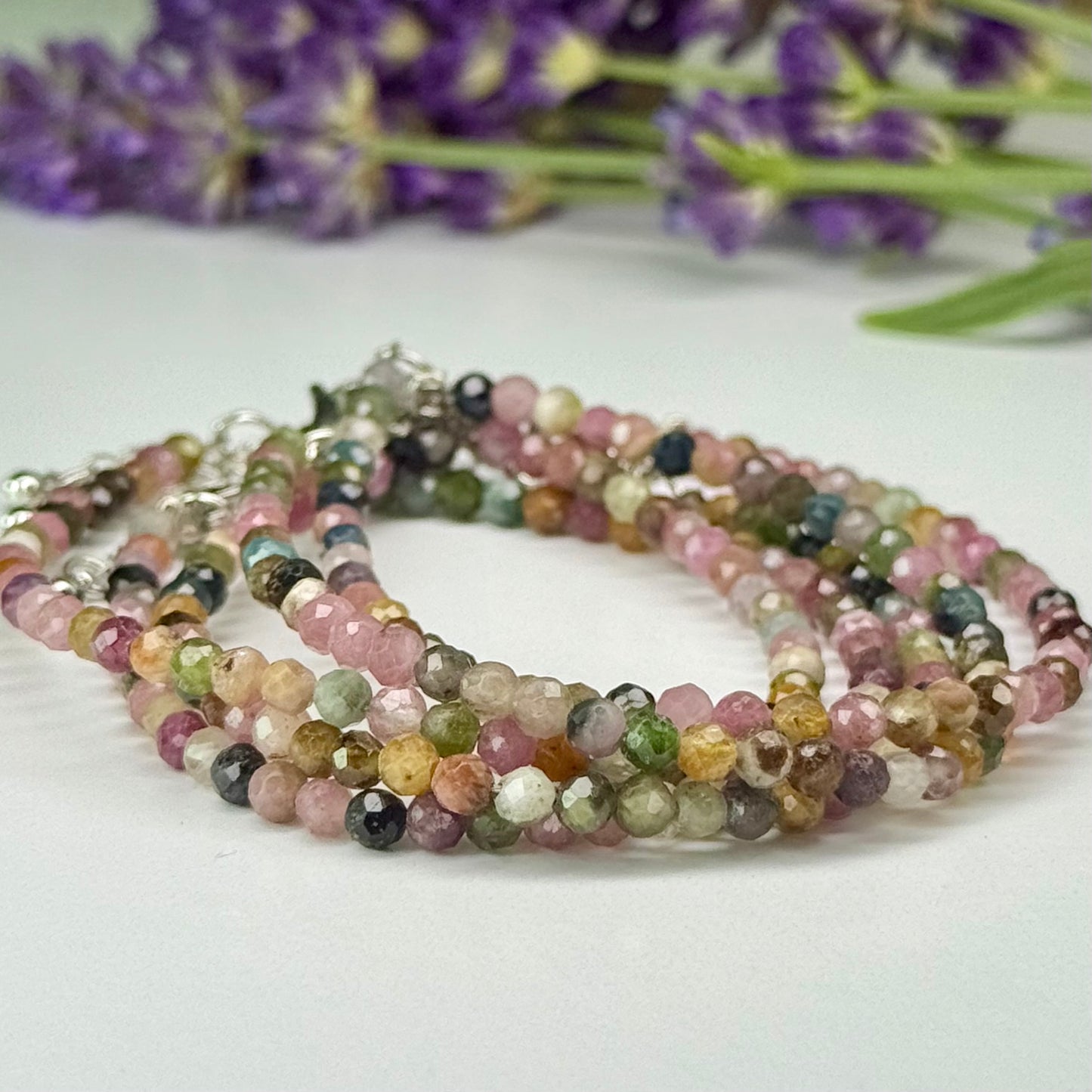 Tourmaline // Watermelon // 3mm // Adjustable Bracelet