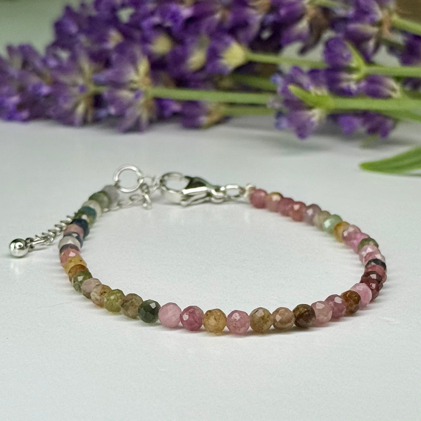Tourmaline // Watermelon // 3mm // Adjustable Bracelet