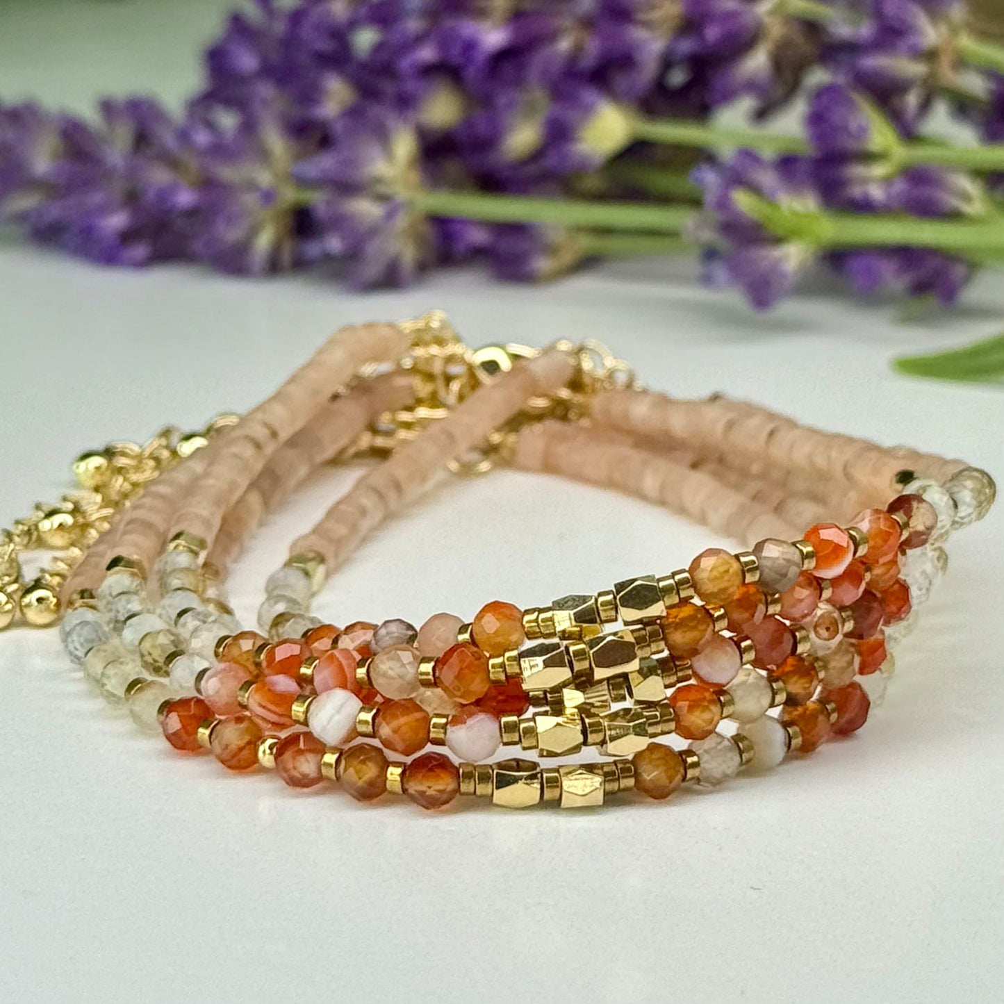 Carnelian // Citrine // Sunstone // 3mm // Faceted // Adjustable Bracelet
