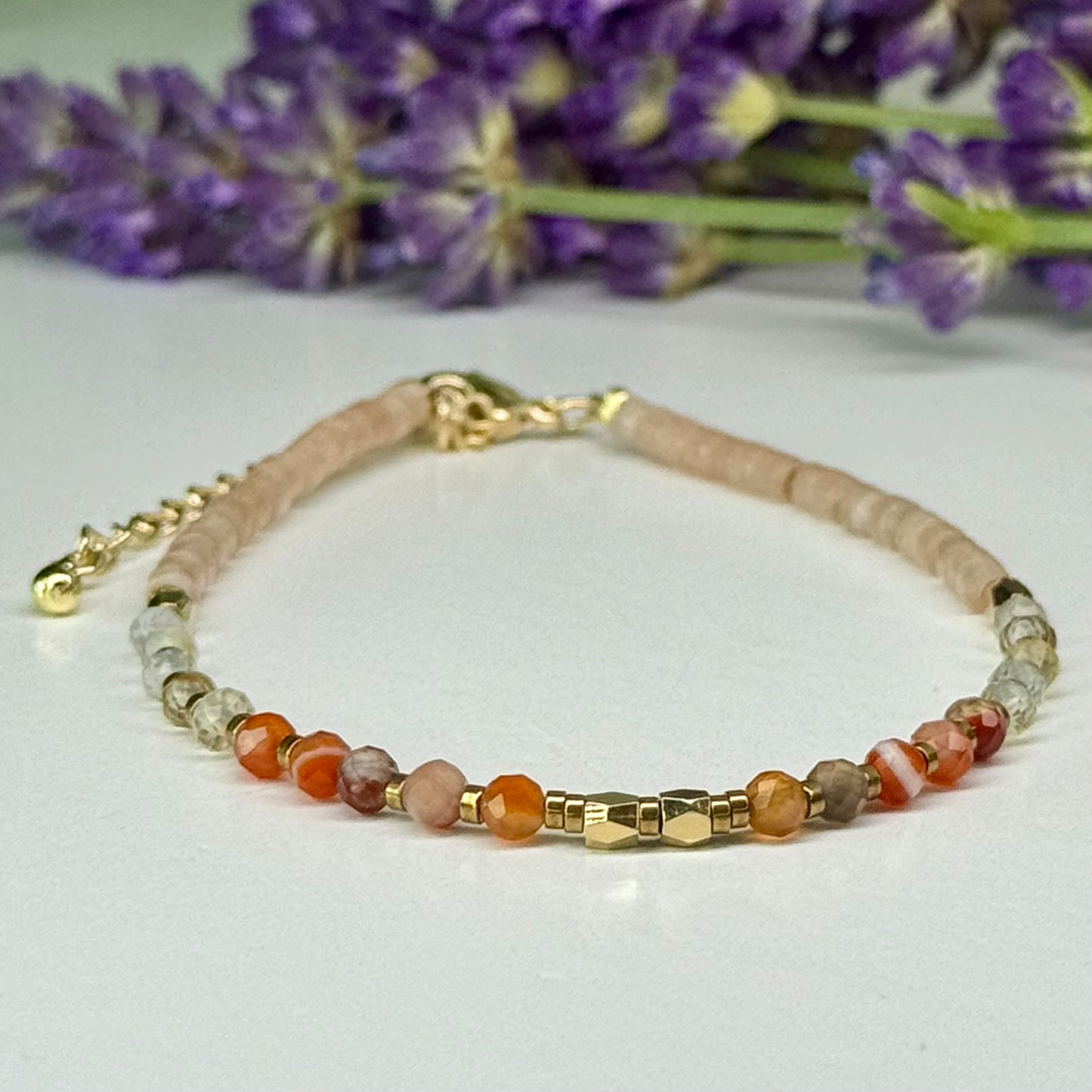Carnelian // Citrine // Sunstone // 3mm // Faceted // Adjustable Bracelet
