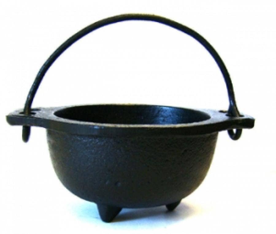 Cast Iron Cauldron W/Handle (5" Diameter ) - SolRising The Rock Shop