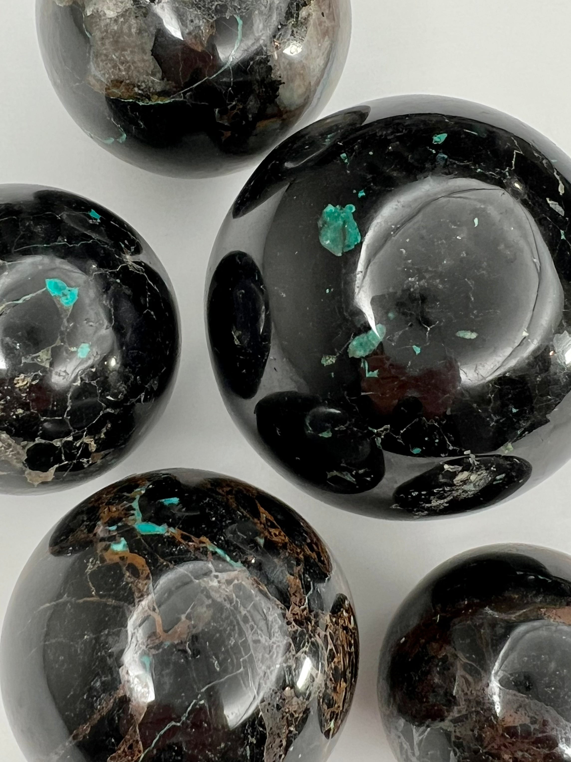 Black Tourmaline Chrysocolla Sphere SolRising The Rock Shop