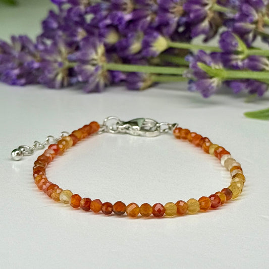 Banded Carnelian // 3mm // Faceted // Adjustable Bracelet