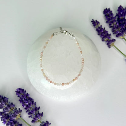 Morganite // 3mm // Faceted // Adjustable Bracelet