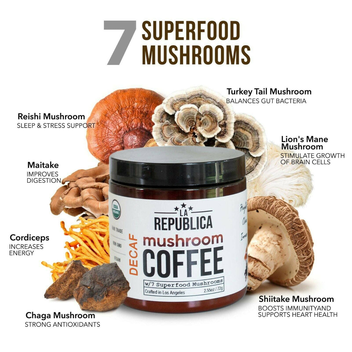 La Republica // Organic DECAF Mushroom Coffee [35 serving]