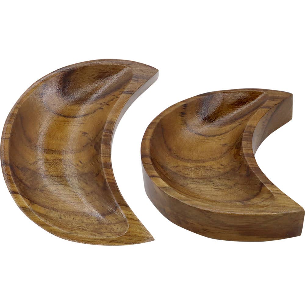 Teak Wood Bowl // Crescent Moon - SolRising The Rock Shop