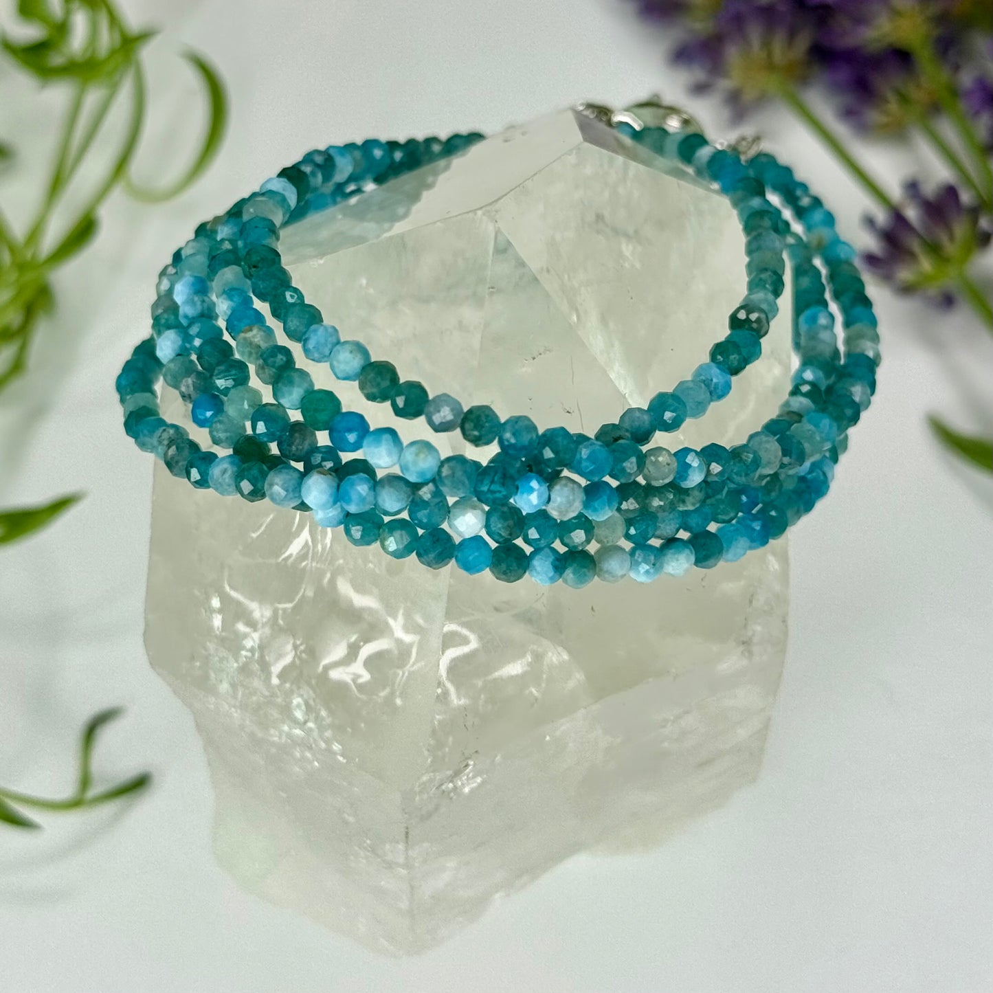 Blue Apatite // 3mm // Faceted // Adjustable Bracelets