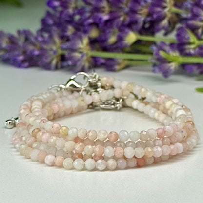 Morganite // 3mm // Faceted // Adjustable Bracelet