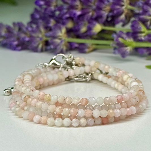 Morganite // 3mm // Faceted // Adjustable Bracelet
