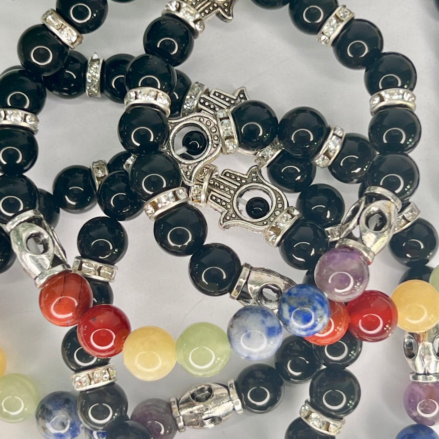 Obsidian // Black // Chakra // Hamsa // 8mm // Bracelet