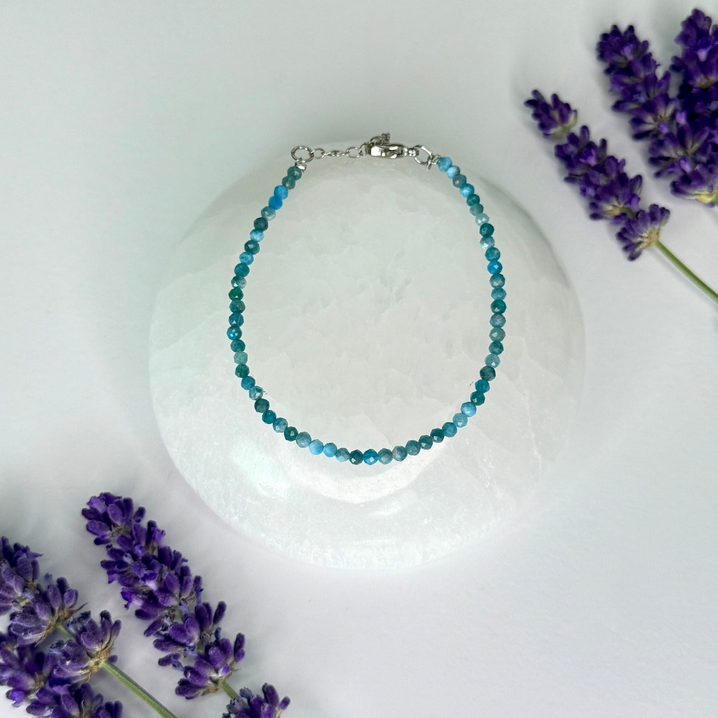 Blue Apatite // 3mm // Faceted // Adjustable Bracelets