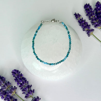 Blue Apatite // 3mm // Faceted // Adjustable Bracelets