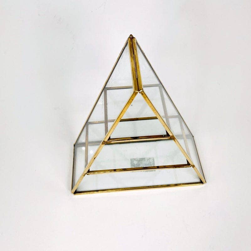 Crystal Display Shelf Brass and Glass Display