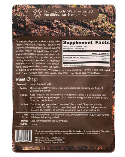 Chaga // Fruiting Body // 1:1 Water Extracted // Organic