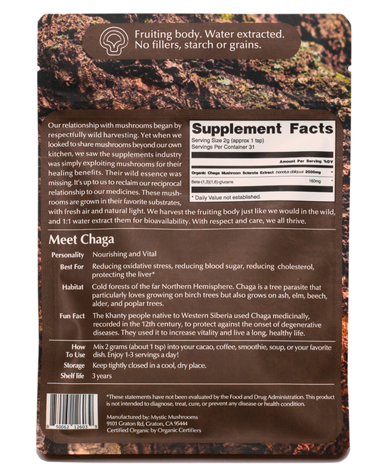 Chaga // Fruiting Body // 1:1 Water Extracted // Organic