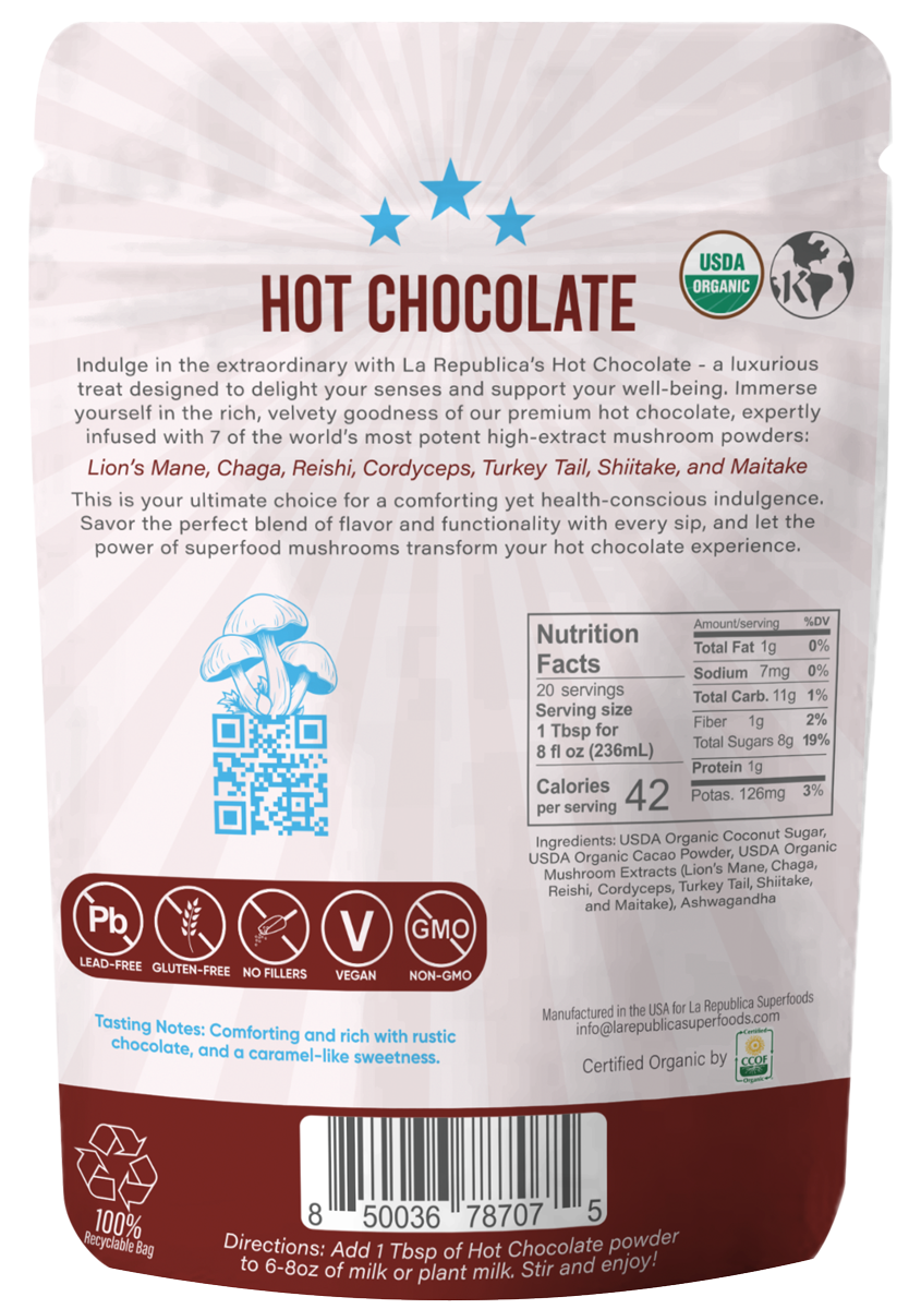 La Republica // Organic HOT CHOCOLATE with 7 Mushrooms+: 8oz Bag