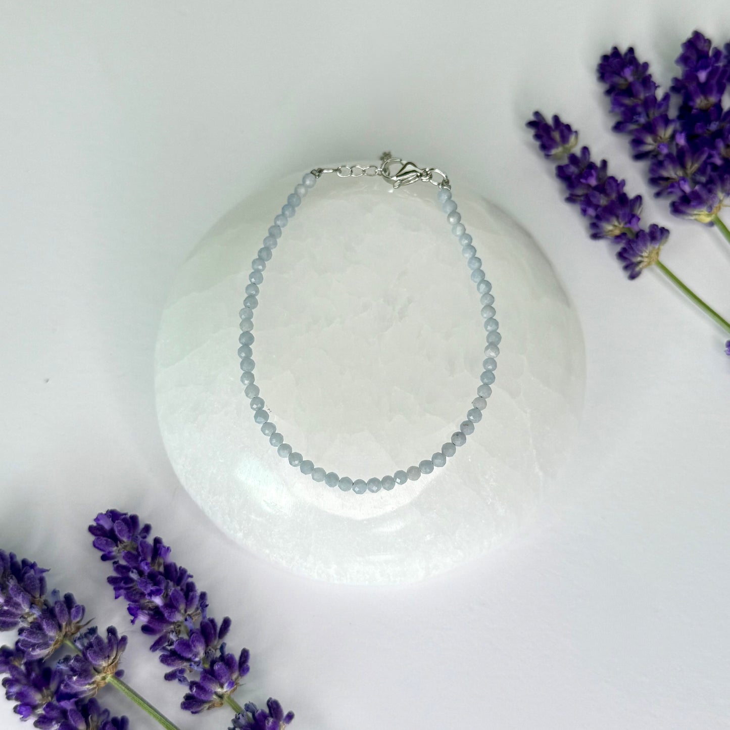 Angelite // 3mm // Faceted // Adjustable Bracelet