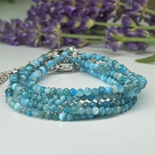Blue Apatite // 3mm // Faceted // Adjustable Bracelets