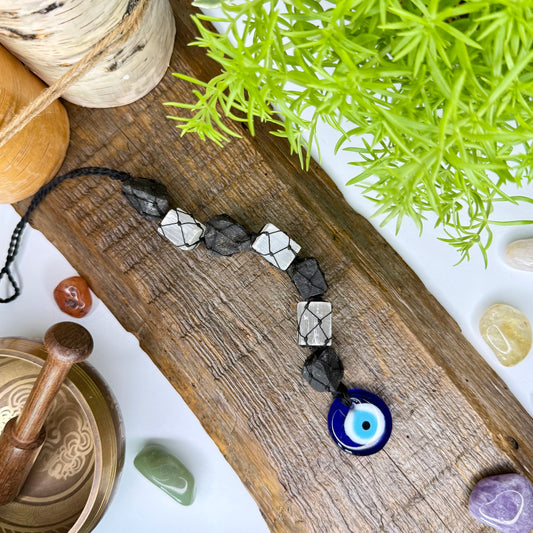 Selenite + Black Tourmaline // Evil Eye Hanger
