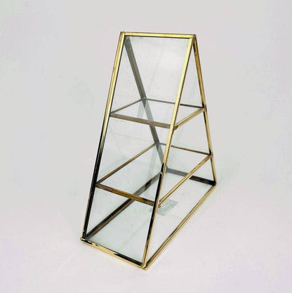 Crystal Display Shelf Brass and Glass Display