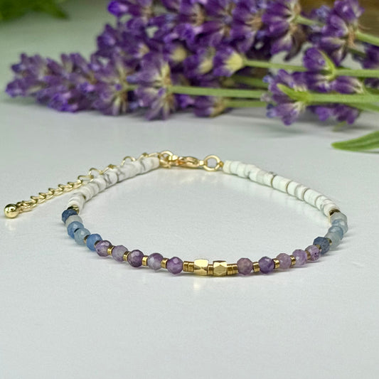 Amethyst // Blue Aventurine // Howlite // 3mm // Faceted // Adjustable Bracelet