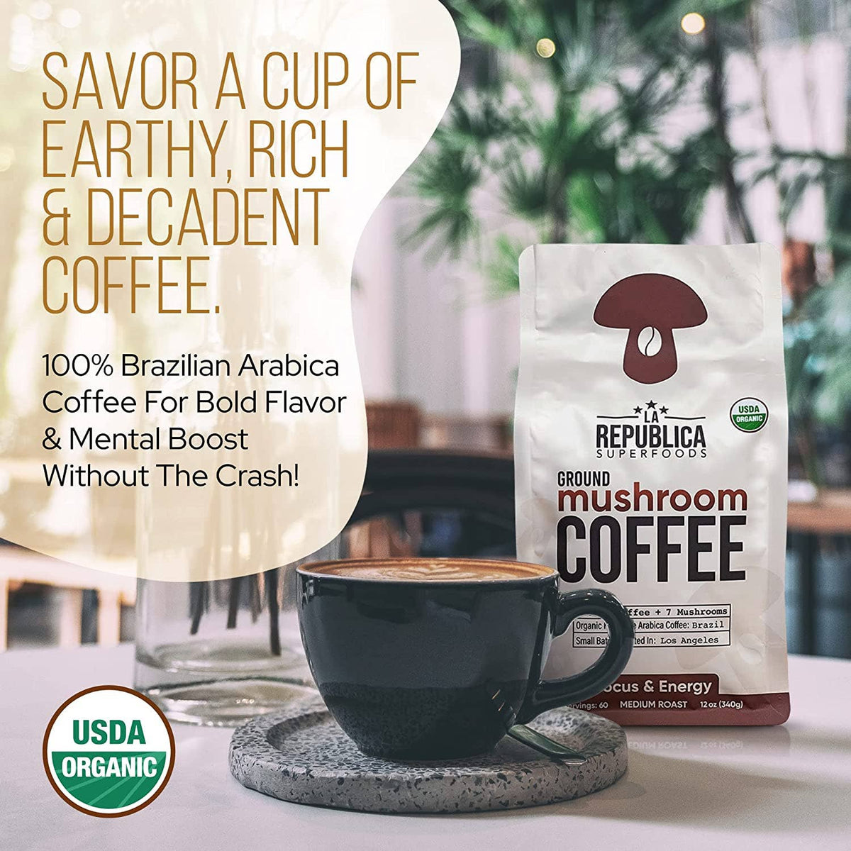 La Republica Organic // GROUND Coffee [60 serving]: 12oz Bag