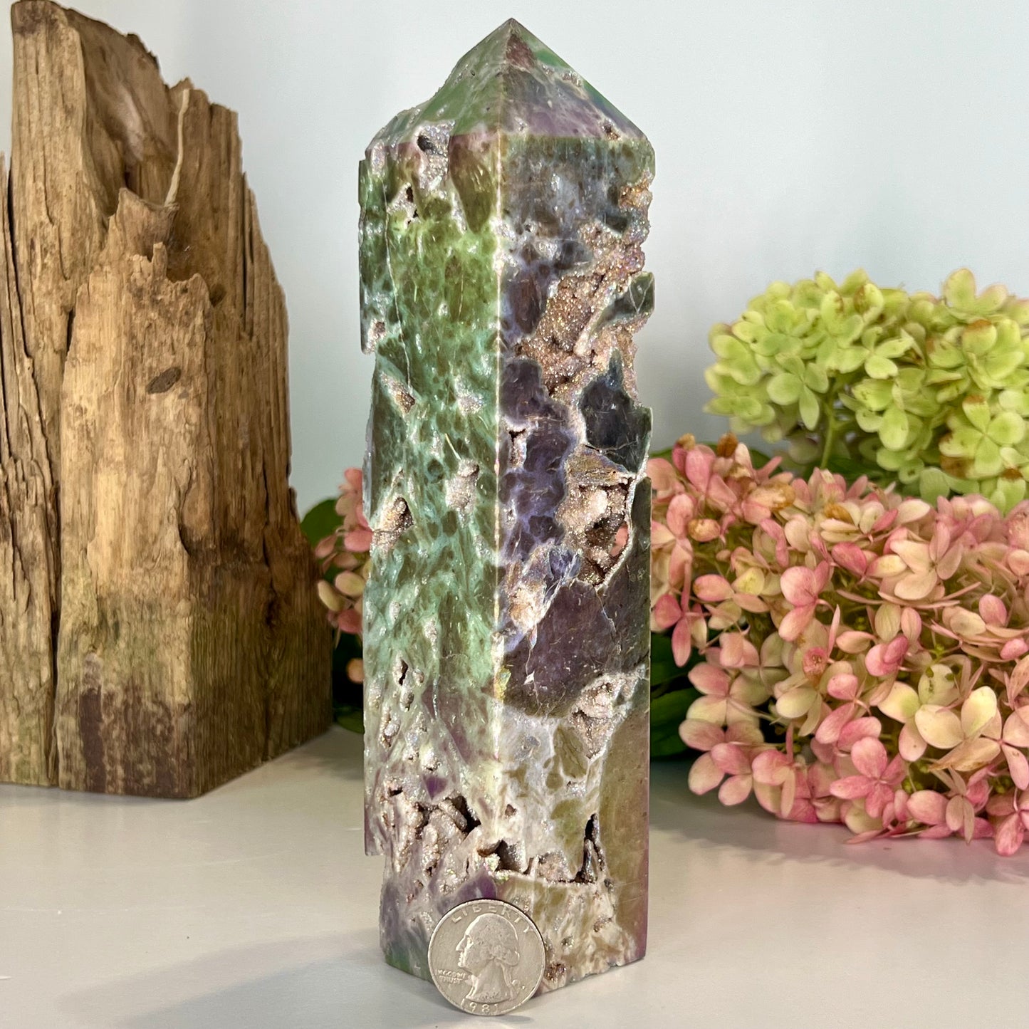 Sphalerite // Angel Aura // Druzy // Tower