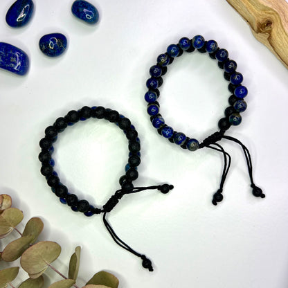 Lapis Lazuli // Lava // Woven Bracelet // 8mm