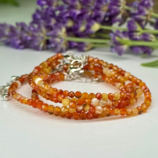 Banded Carnelian // 3mm // Faceted // Adjustable Bracelet
