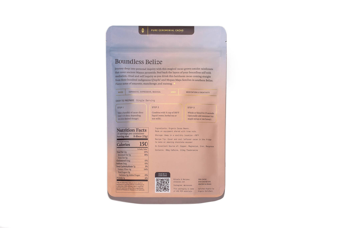 Boundless Belize 100% Cacao // Organic Ceremonial Chocolate // 1/2 lb