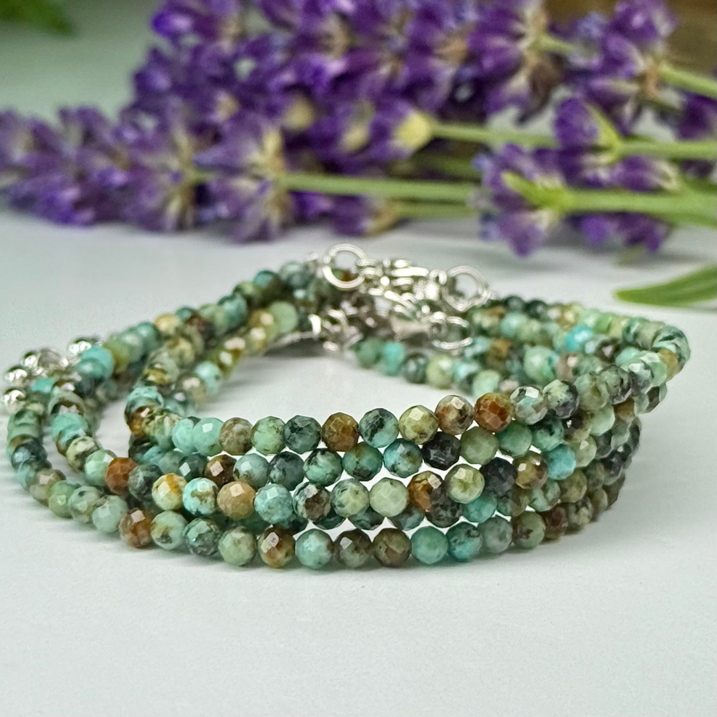 Africa Turquoise // 3mm // Faceted // Adjustable Bracelet