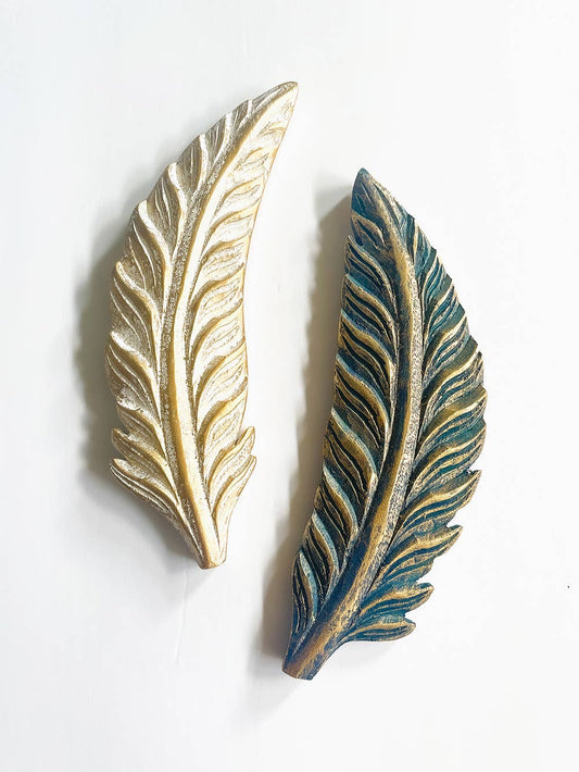 Wooden Feather // Wall Art // Set of 2