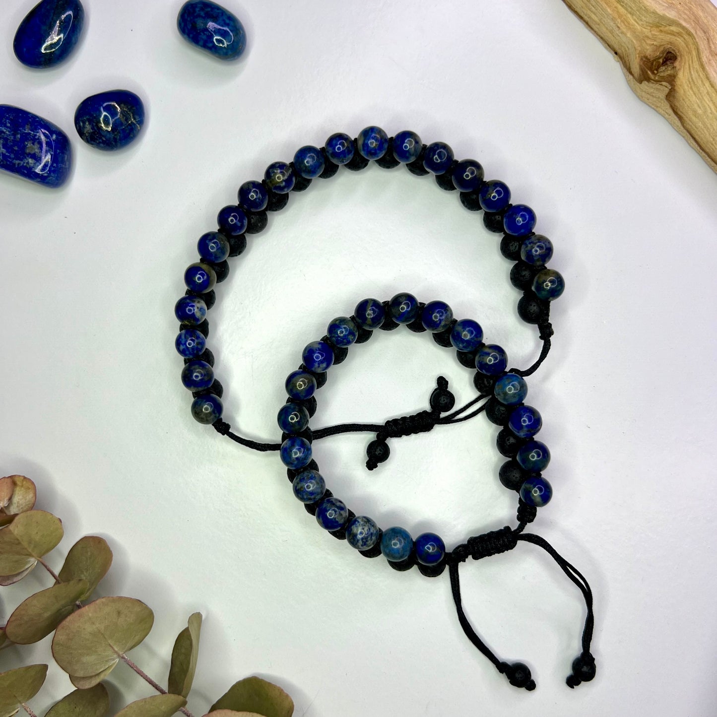 Lapis Lazuli // Lava // Woven Bracelet // 8mm