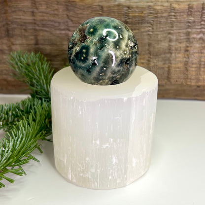 Selenite // Candle // Sphere // Holder // Accessory