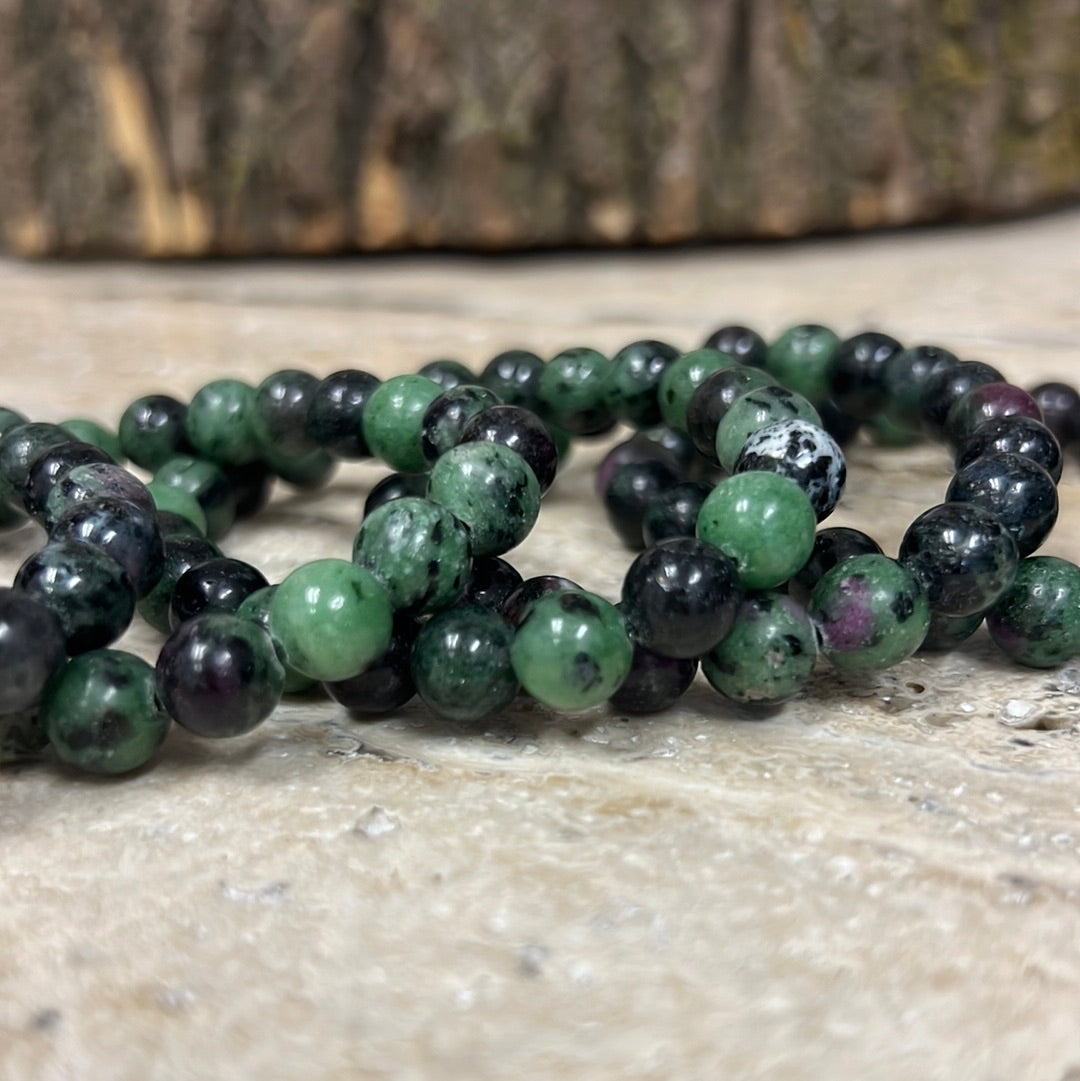 Zoisite w/ Ruby // 8mm Bracelet