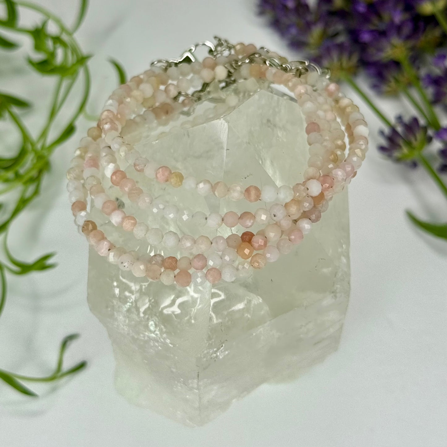 Morganite // 3mm // Faceted // Adjustable Bracelet